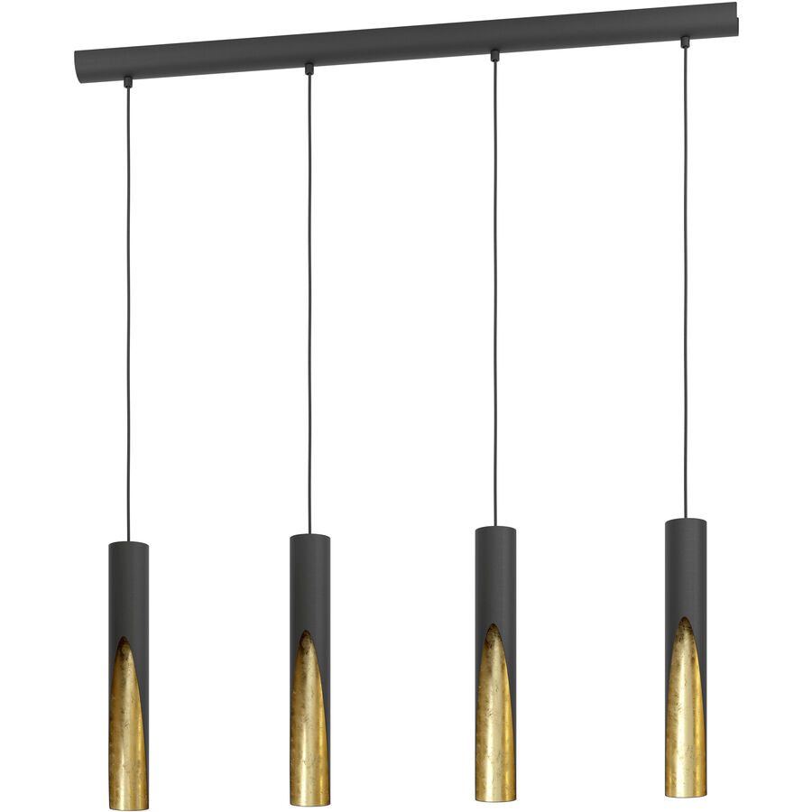 Eglo Pendellampe Barbotto Gold/Schwarz Stahl 6 cm 110 cm - Farbe: schwarz-gold - Pendellampe