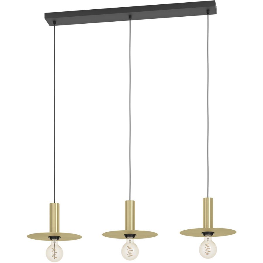 Eglo Pendellampe Escandell Schwarz Stahl 25 cm 110 cm - Farbe: Schwarz/Messing - Pendellampe