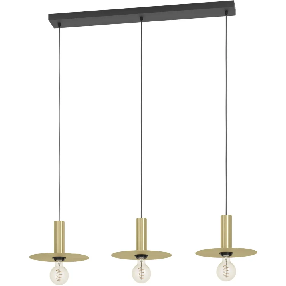 Eglo Pendellampe Escandell Schwarz Stahl 25 cm 110 cm - Farbe: Schwarz/Messing - Pendellampe