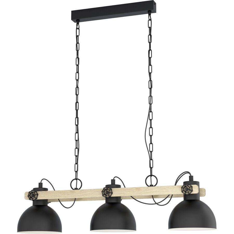 Eglo Pendellampe Lubenham Braun/Schwarz Stahl/Holz 20 cm 110 cm - Material: Holz/Stahl - Pendellampe