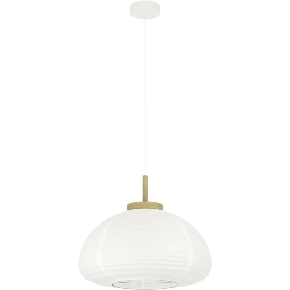 Eglo Pendellampe Summerhill Braun/Weiss Stahl/Holz 110 cm - Farbe: weiss/braun - Material: Holz/Stahl - Pendellampe