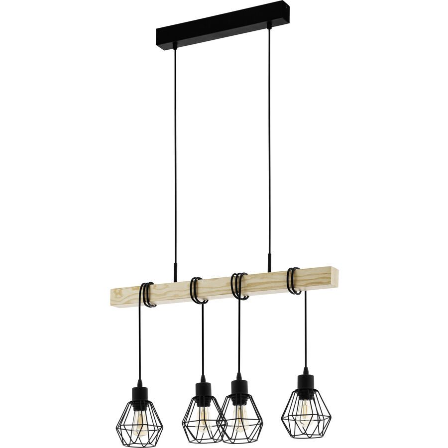 Eglo Pendellampe Townshend 5 Braun/Schwarz Stahl/Holz 20 cm 110 cm - Material: Holz/Stahl - Pendellampe