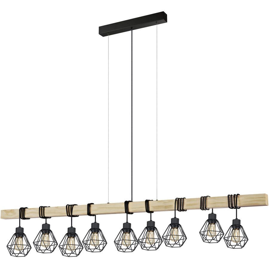 Eglo Pendellampe Townshend 5 Braun/Schwarz Stahl/Holz 20 cm 110 cm - Material: Holz/Stahl - Pendellampe