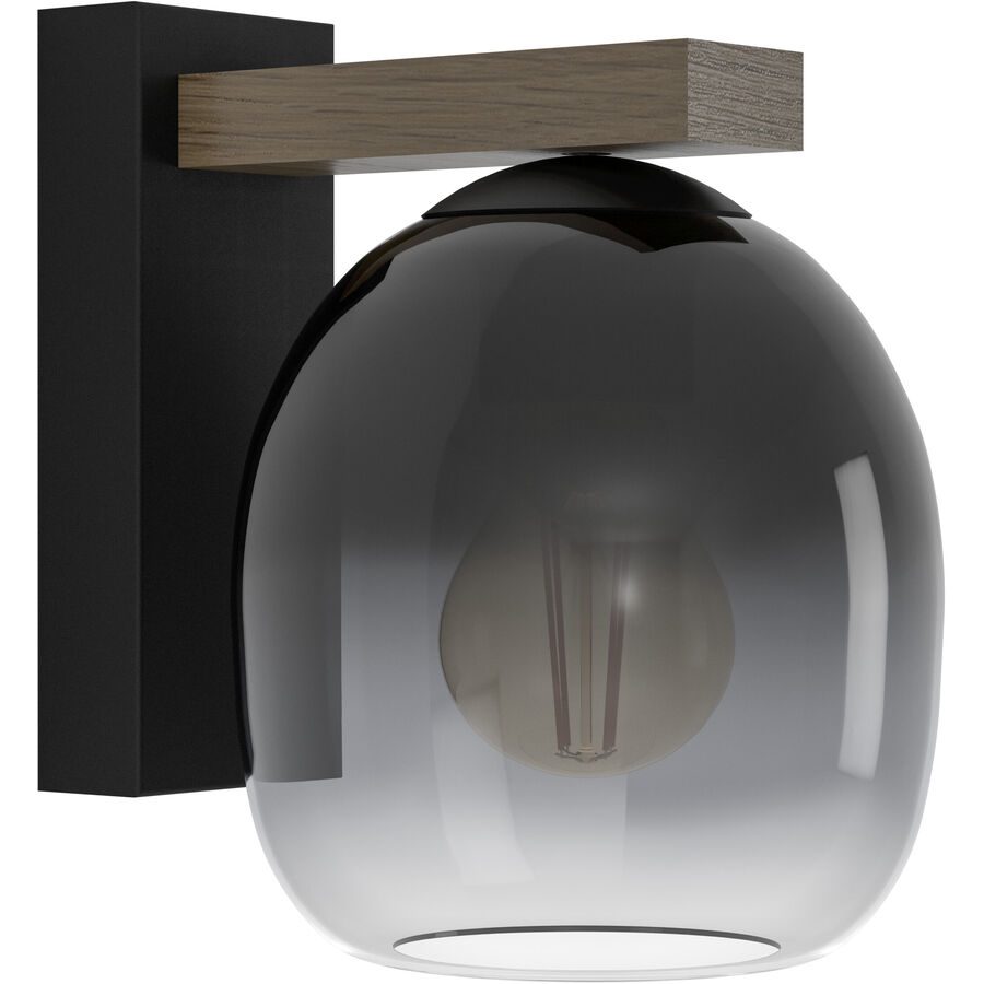 Eglo Wandlampe Filago Braun/Schwarz Stahl/Holz 20 cm - Material: Holz/Stahl - Wandlampe