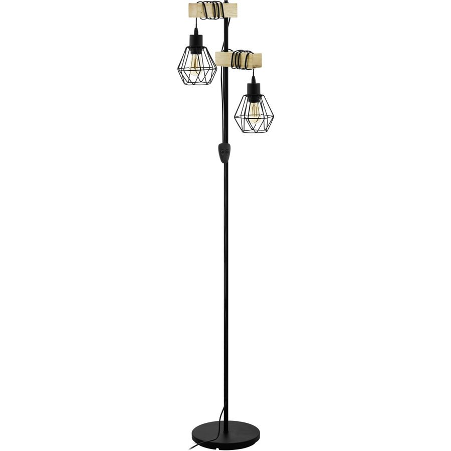 Eglo Stehlampe Townshend 5 Braun/Schwarz Stahl/Holz 25 cm 166.5 cm - Material: Holz/Stahl - Stehlampe