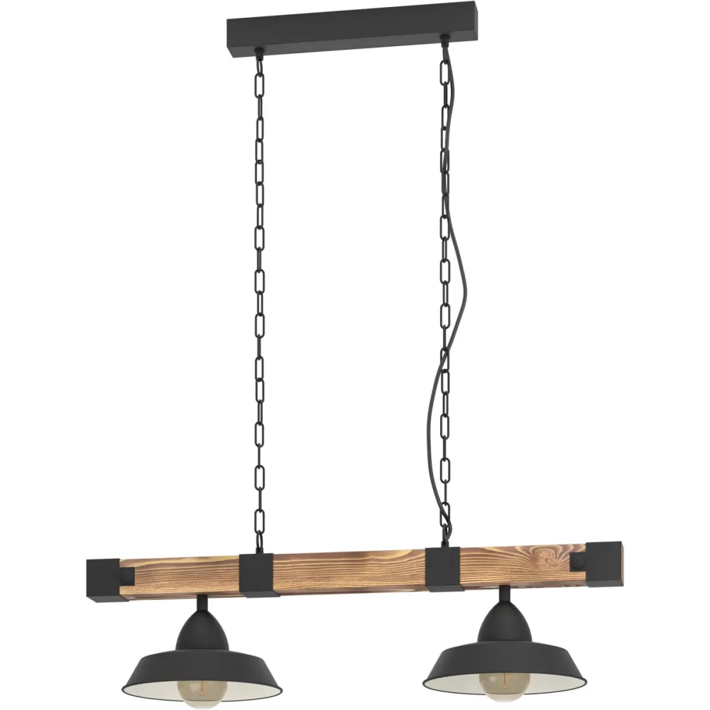 Eglo Pendellampe Oldbury Braun/Schwarz Stahl/Holz 26 cm 110 cm - Material: Holz/Stahl - Pendellampe