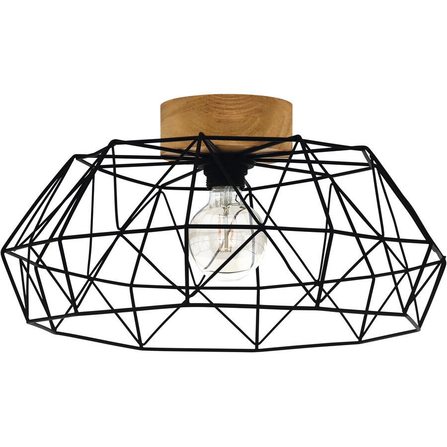 Eglo Deckenlampe Padstow Schwarz Stahl/Holz 20.5 cm - Farbe: natur/schwarz - Material: Holz/Stahl - Deckenlampe