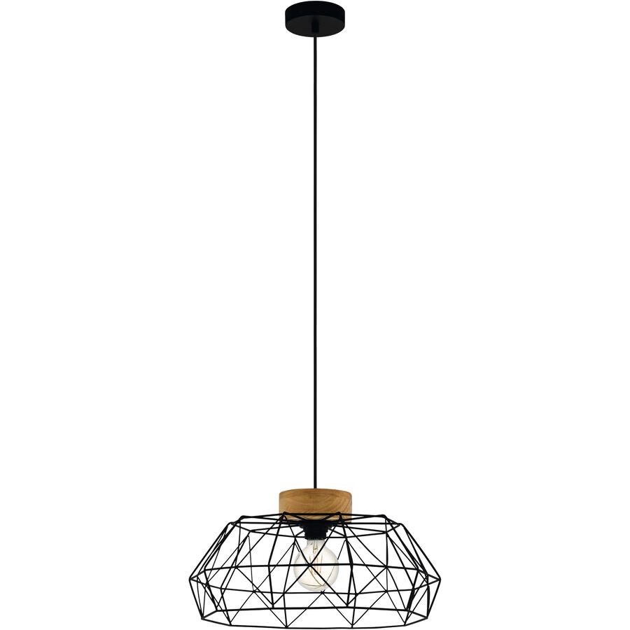 Eglo Pendellampe Padstow Schwarz Stahl/Holz 110 cm - Farbe: natur/schwarz - Material: Holz/Stahl - Pendellampe