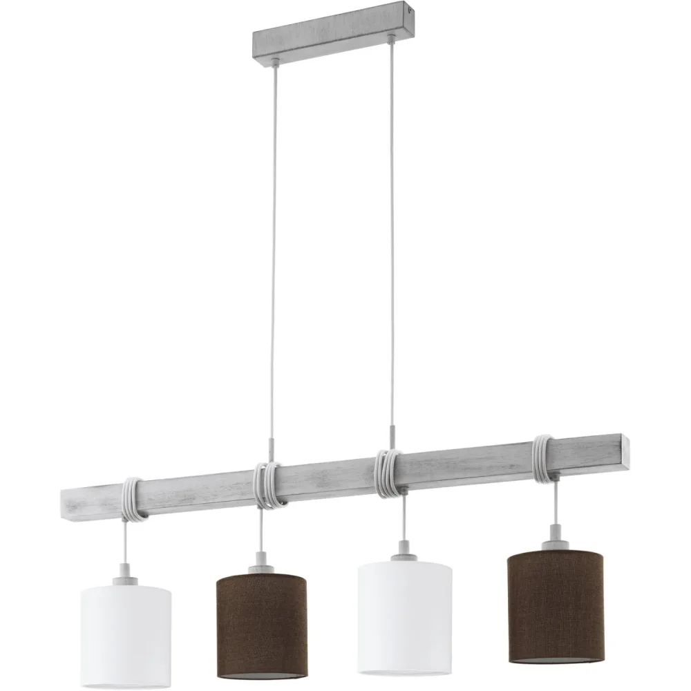 Eglo Pendellampe Townshend 2 Braun/Weiss Stahl/Holz 15 cm 110 cm - Farbe: weiss/braun - Material: Holz/Stahl - Pendellampe