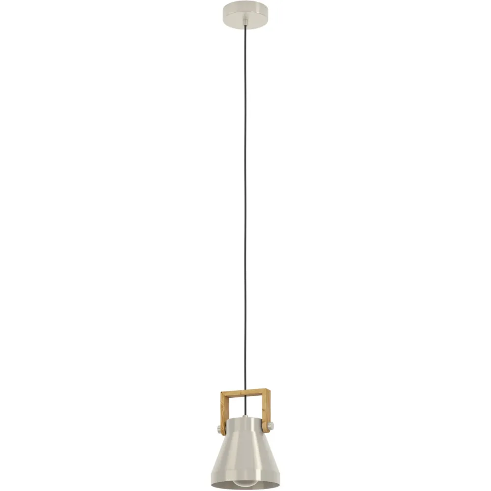 Eglo Pendellampe Cawton Grau Stahl/Holz 110 cm - Material: Holz/Stahl - Pendellampe