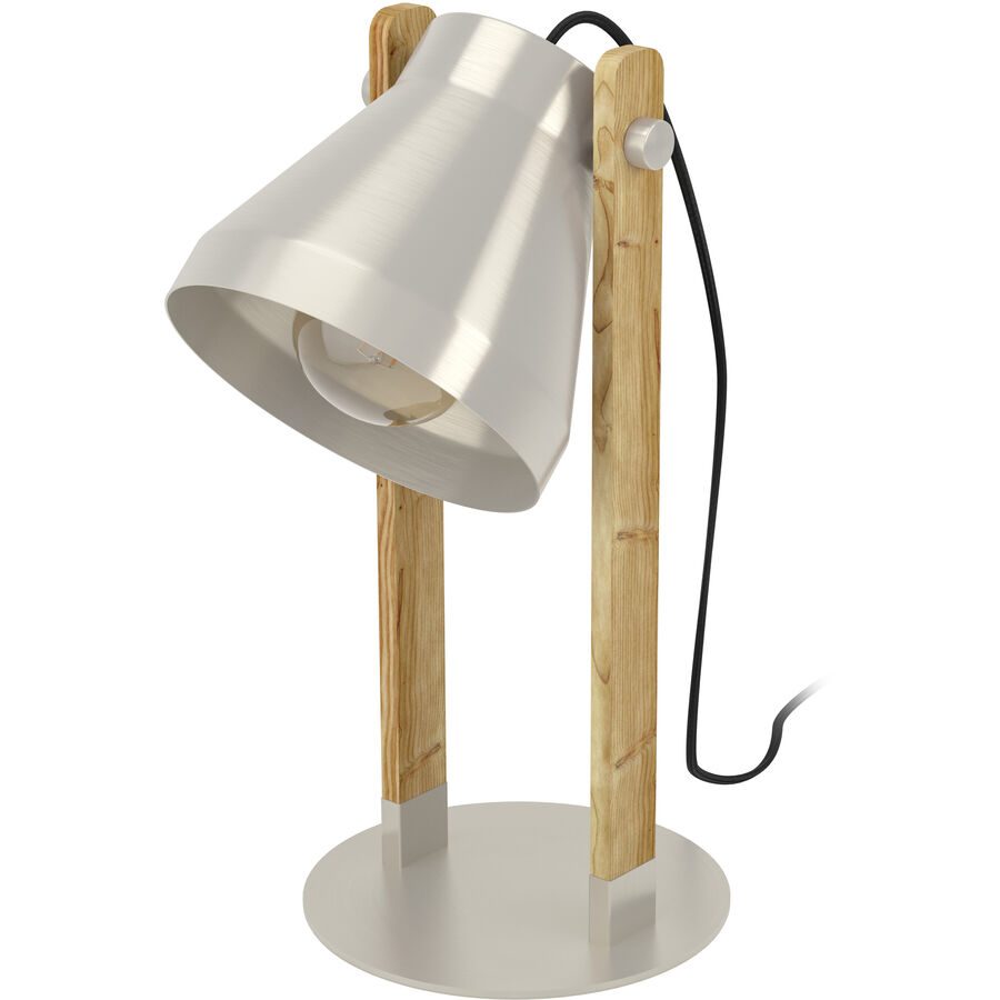 Eglo Tischlampe Cawton Grau Stahl/Holz 16 cm 38 cm - Material: Holz/Stahl - Tischlampe