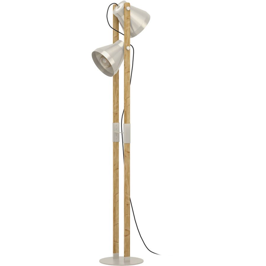 Eglo Stehlampe Cawton Grau Stahl/Holz 16 cm 134.5 cm - Material: Holz/Stahl - Stehlampe