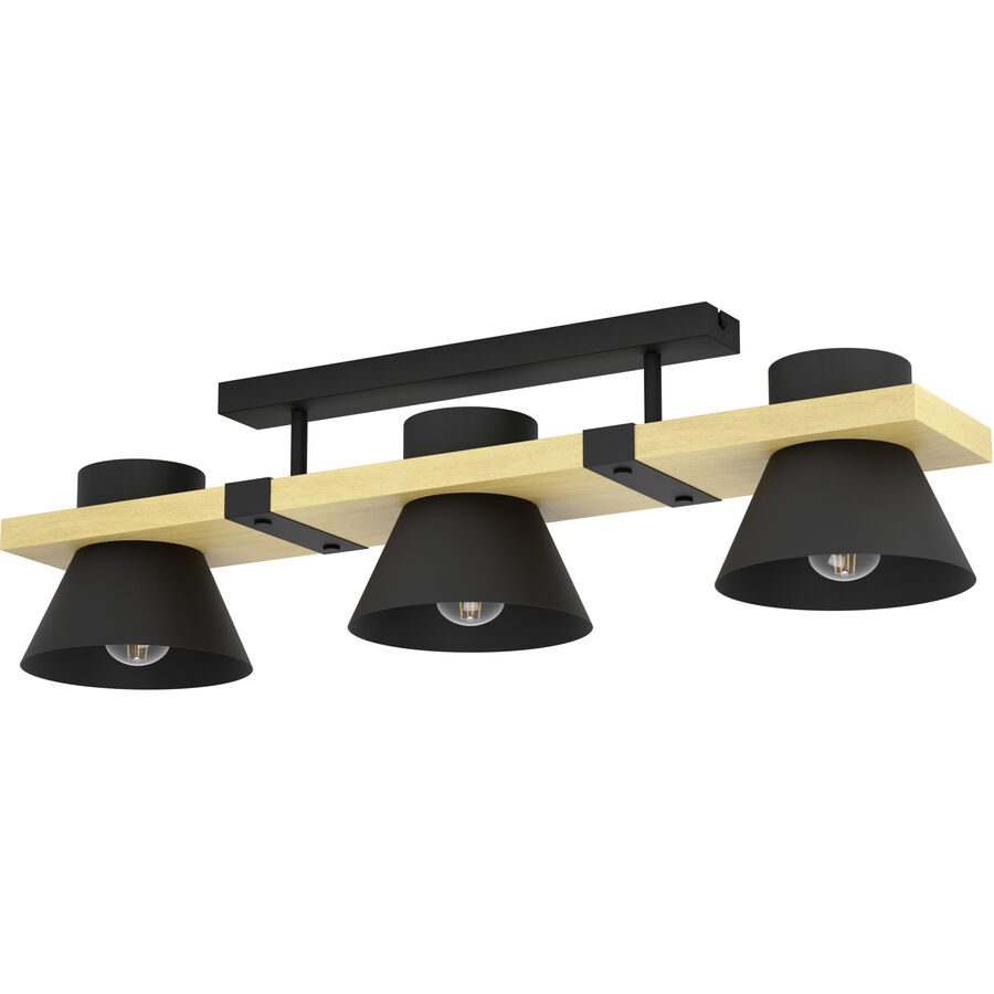 Eglo Deckenlampe Maccles Braun/Schwarz Stahl/Holz 18 cm 20.5 cm - Material: Holz/Stahl - Deckenlampe