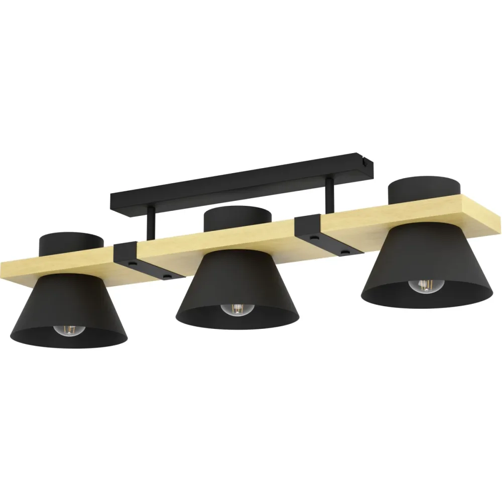Eglo Deckenlampe Maccles Braun/Schwarz Stahl/Holz 18 cm 20.5 cm - Material: Holz/Stahl - Deckenlampe