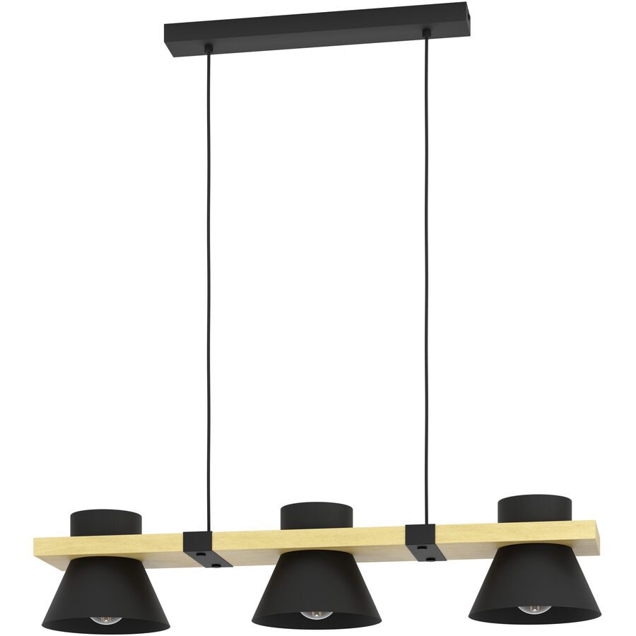 Eglo Pendellampe Maccles Braun/Schwarz Stahl/Holz 18 cm 110 cm - Material: Holz/Stahl - Pendellampe