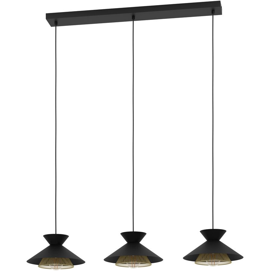 Eglo Pendellampe Grizedale Schwarz Stahl 26 cm 110 cm - Farbe: Schwarz/Messing - Pendellampe