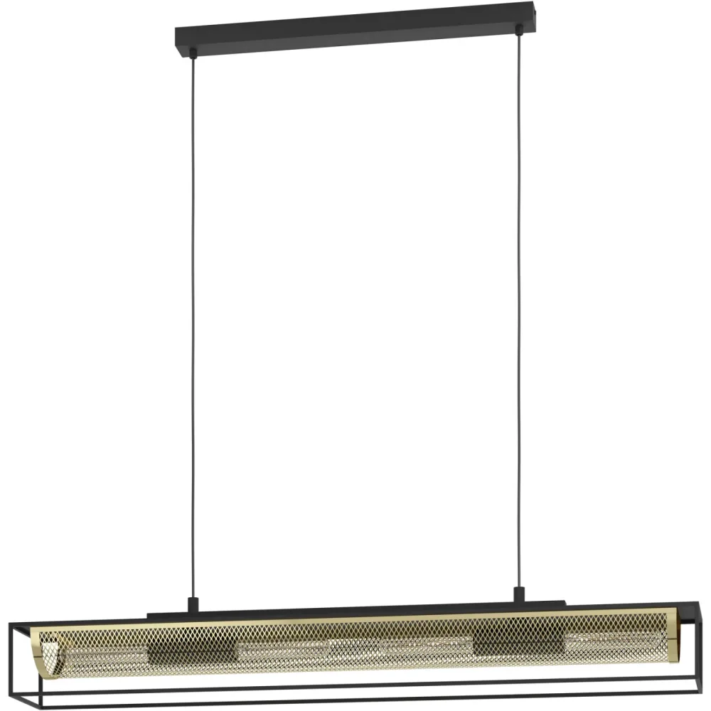 Eglo Pendellampe Nohales Schwarz Stahl 17 cm 150 cm - Farbe: Schwarz/Messing - Pendellampe