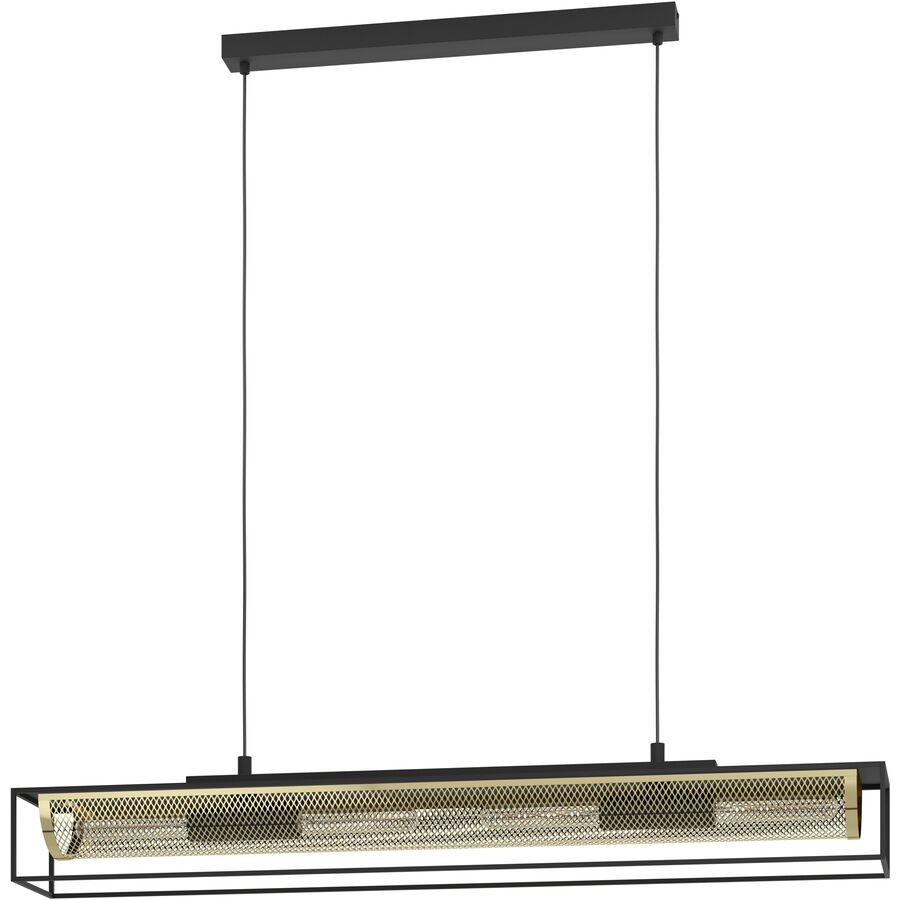 Eglo Pendellampe Nohales Schwarz Stahl 17 cm 150 cm - Farbe: Schwarz/Messing - Pendellampe