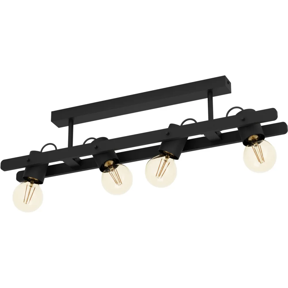 Eglo Deckenlampe Plimsoll Schwarz Stahl/Holz 9.5 cm 16.5 cm - Material: Holz/Stahl - Deckenlampe