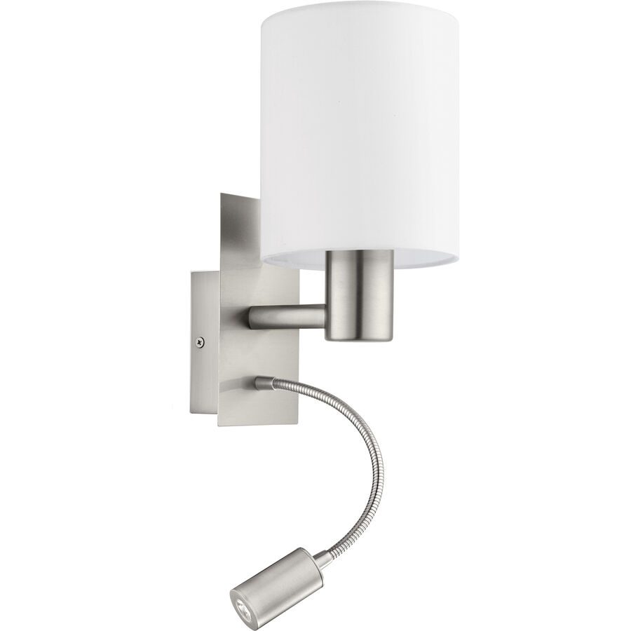 Eglo Wandlampe Pasteri Grau Stahl 38 cm - Farbe: Nickel matt - Lichtfarbe: Warmweiss - Wandlampe