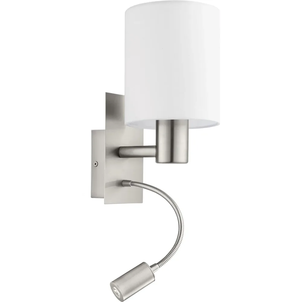 Eglo Wandlampe Pasteri Grau Stahl 38 cm - Farbe: Nickel matt - Lichtfarbe: Warmweiss - Wandlampe