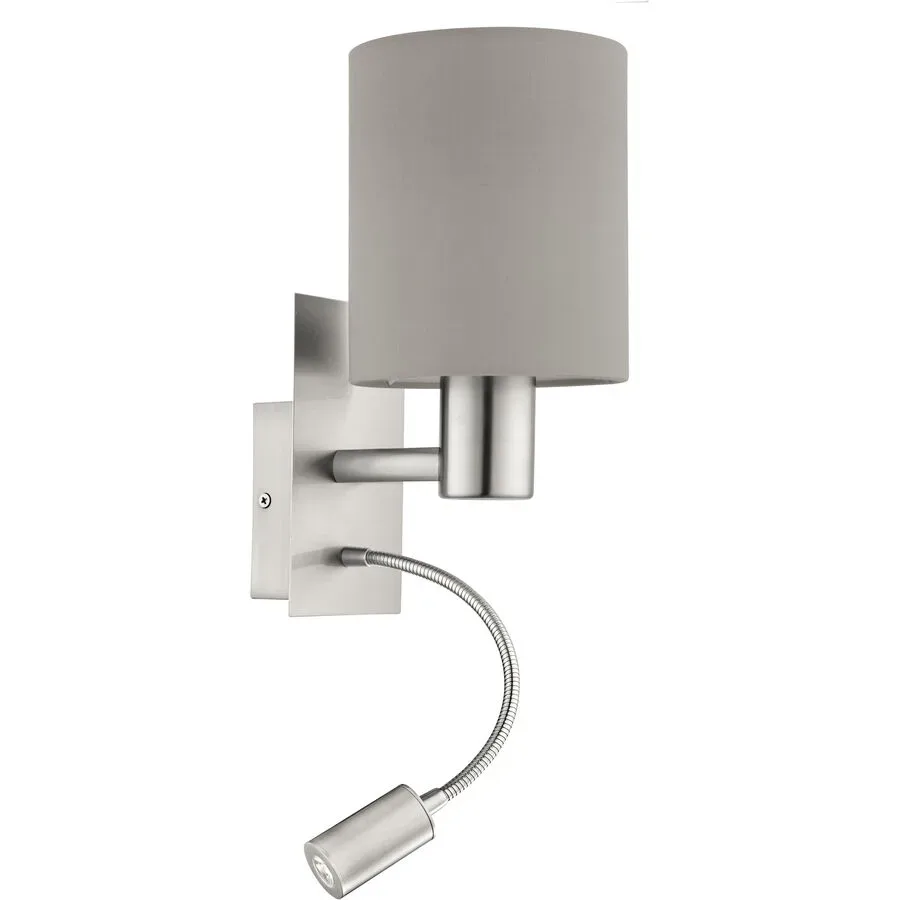 Eglo Wandlampe Pasteri Grau Stahl 38 cm - Farbe: Nickel matt - Lichtfarbe: Warmweiss - Wandlampe