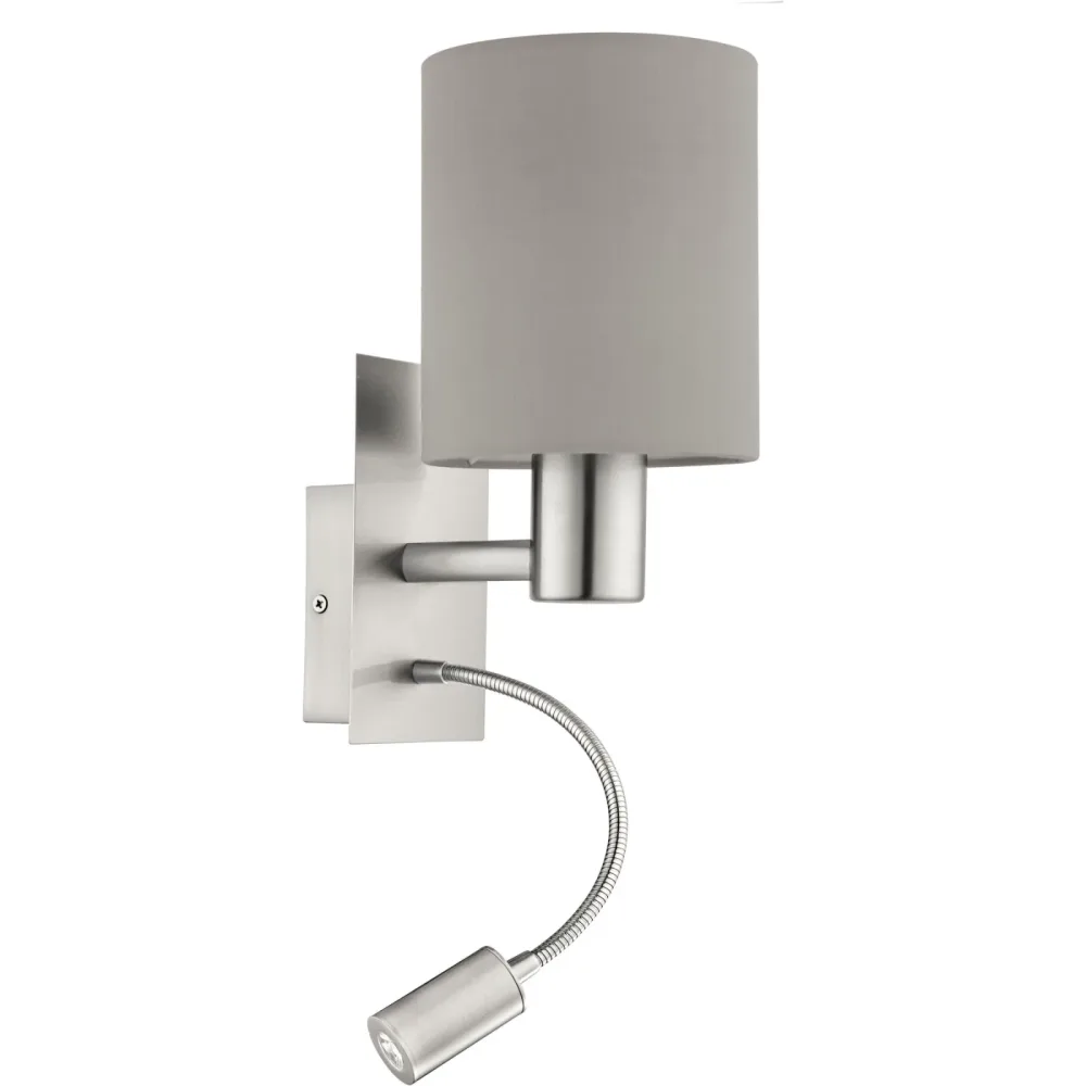 Eglo Wandlampe Pasteri Grau Stahl 38 cm - Farbe: Nickel matt - Lichtfarbe: Warmweiss - Wandlampe