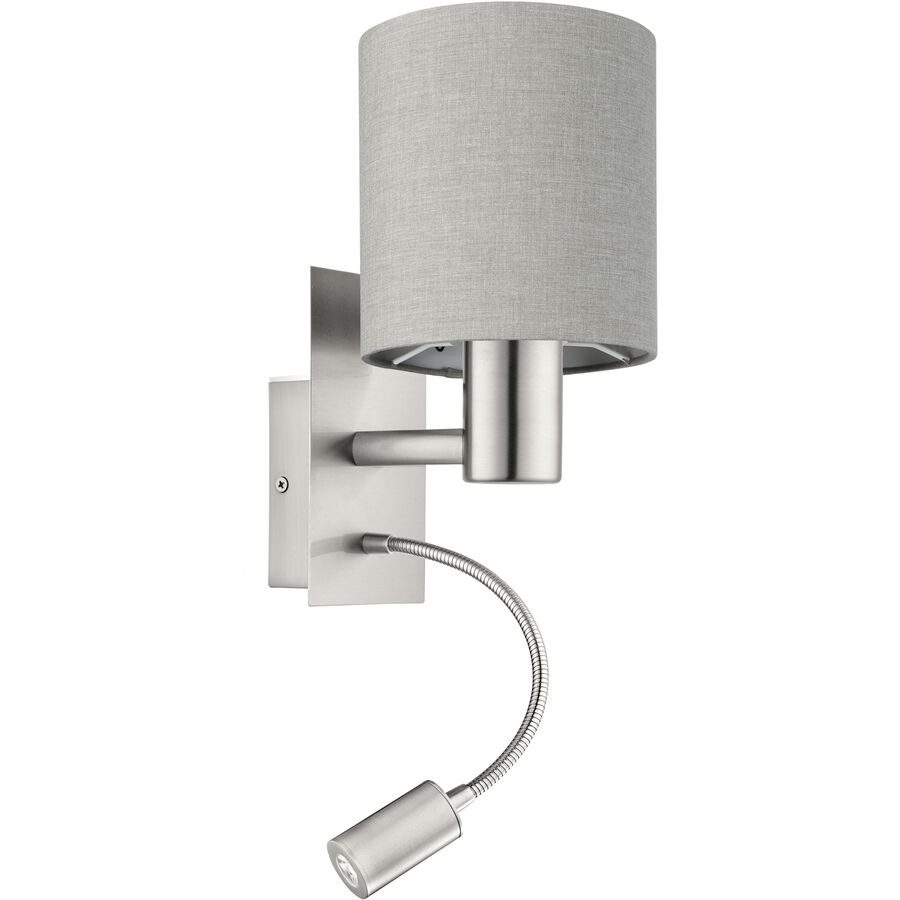 Eglo Wandlampe Pasteri Grau Stahl 38 cm - Farbe: Nickel matt - Lichtfarbe: Warmweiss - Wandlampe