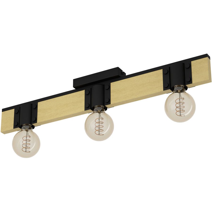 Eglo Deckenlampe Bailrigg Braun/Schwarz Stahl/Holz 10 cm 4.5 cm - Material: Holz/Stahl - Deckenlampe