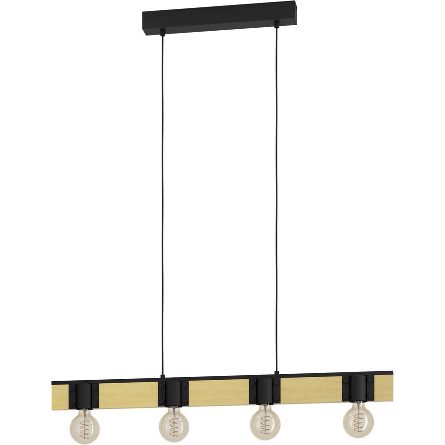 Eglo Pendellampe Bailrigg Braun/Schwarz Stahl/Holz 4.5 cm 110 cm - Material: Holz/Stahl - Pendellampe