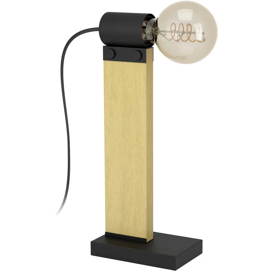 Eglo Tischlampe Bailrigg Braun/Schwarz Stahl/Holz 4.5 cm 33 cm - Material: Holz/Stahl - Tischlampe