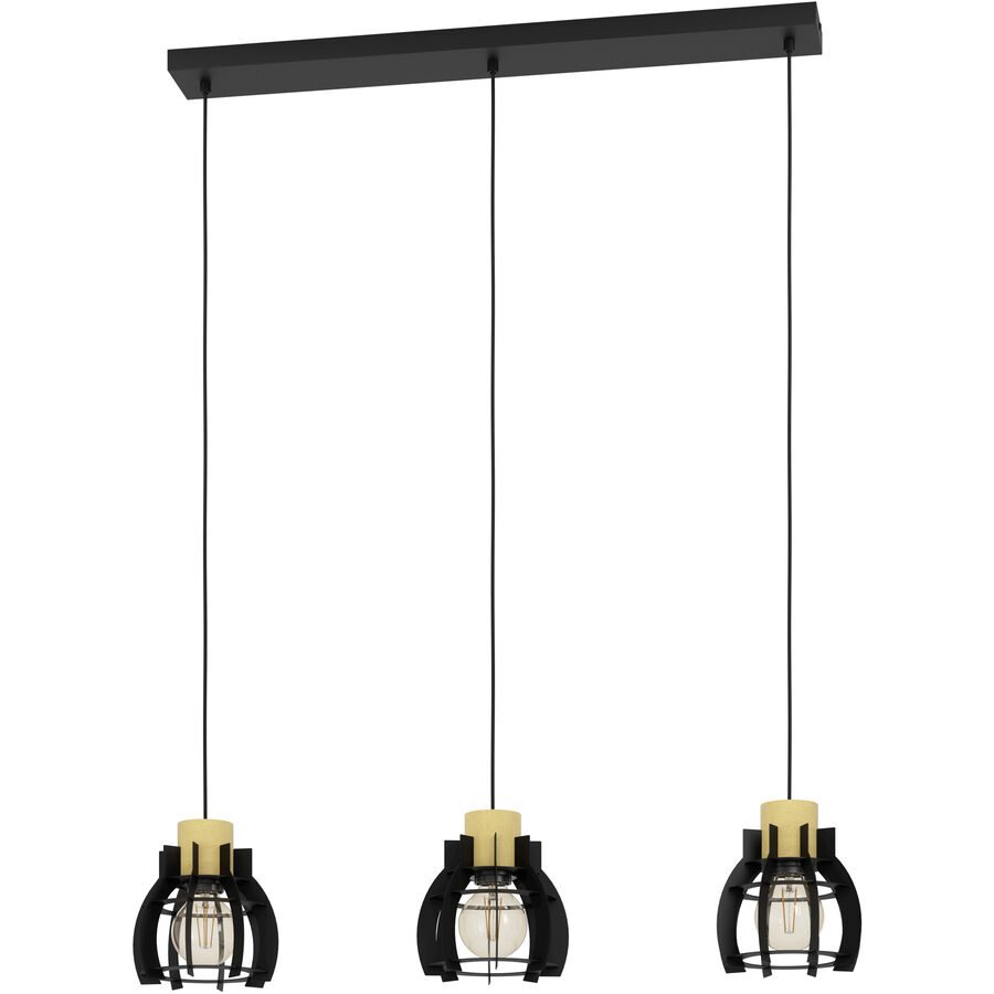 Eglo Pendellampe Stillington 1 Braun/Schwarz Stahl/Holz 18 cm 110 cm - Material: Holz/Stahl - Pendellampe