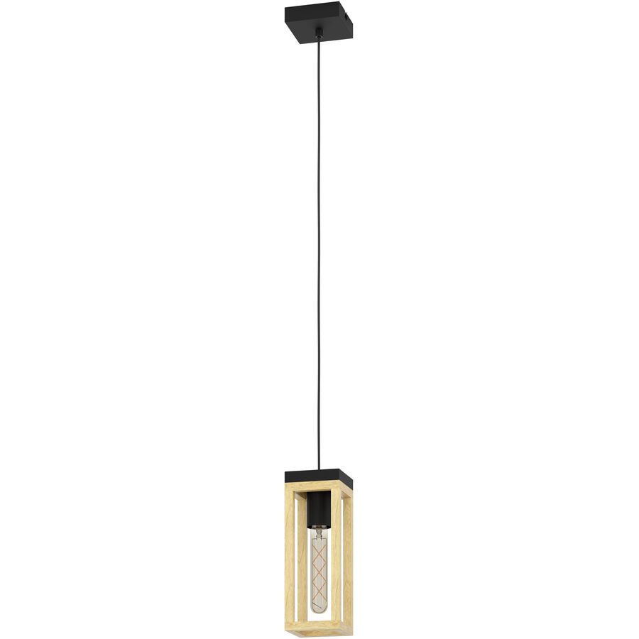 Eglo Pendellampe Nafferton Braun/Schwarz Stahl/Holz 10 cm 110 cm - Material: Holz/Stahl - Pendellampe