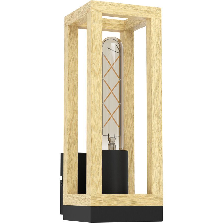 Eglo Wandlampe Nafferton Braun/Schwarz Stahl/Holz 28 cm - Material: Holz/Stahl - Wandlampe