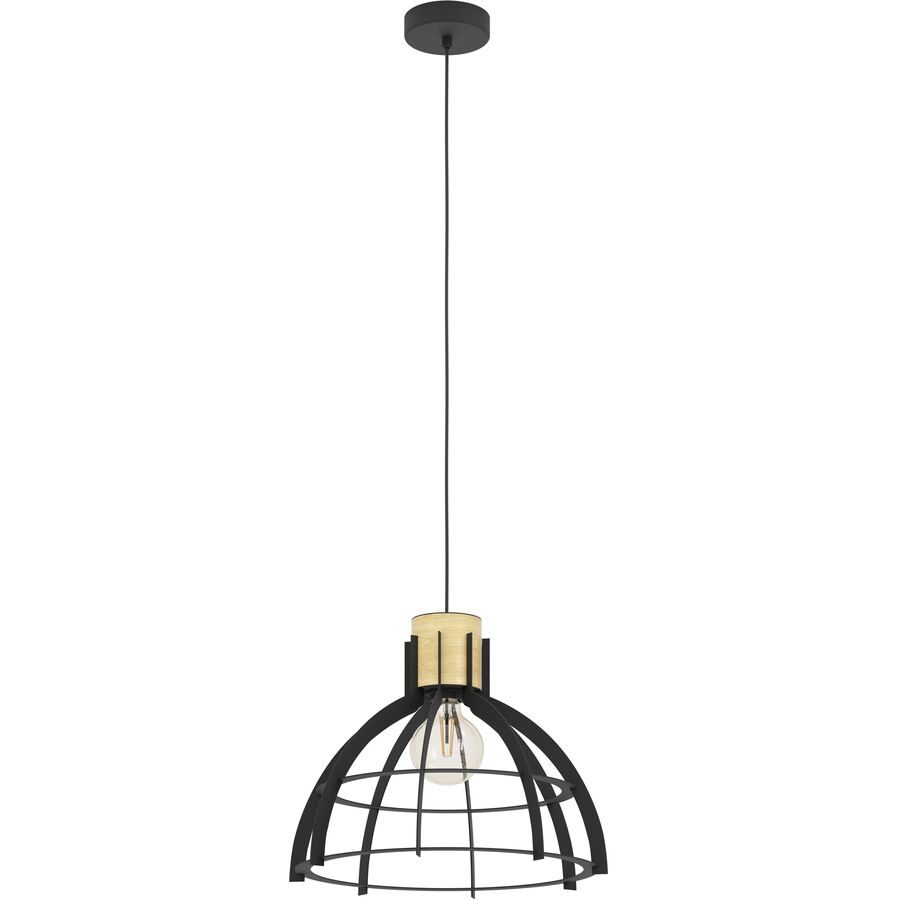 Eglo Pendellampe Stillington Braun/Schwarz Stahl/Holz 110 cm - Material: Holz/Stahl - Pendellampe