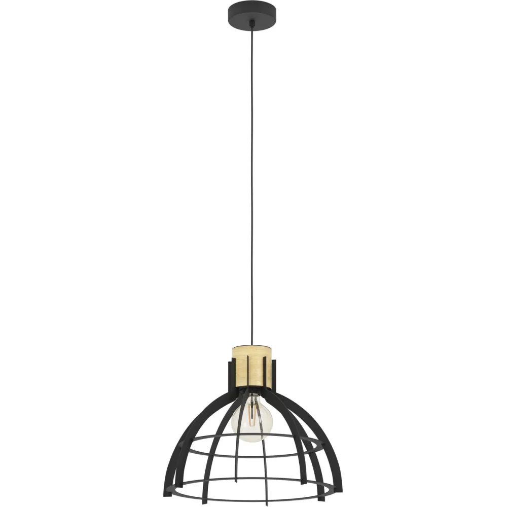 Eglo Pendellampe Stillington Braun/Schwarz Stahl/Holz 110 cm - Material: Holz/Stahl - Pendellampe