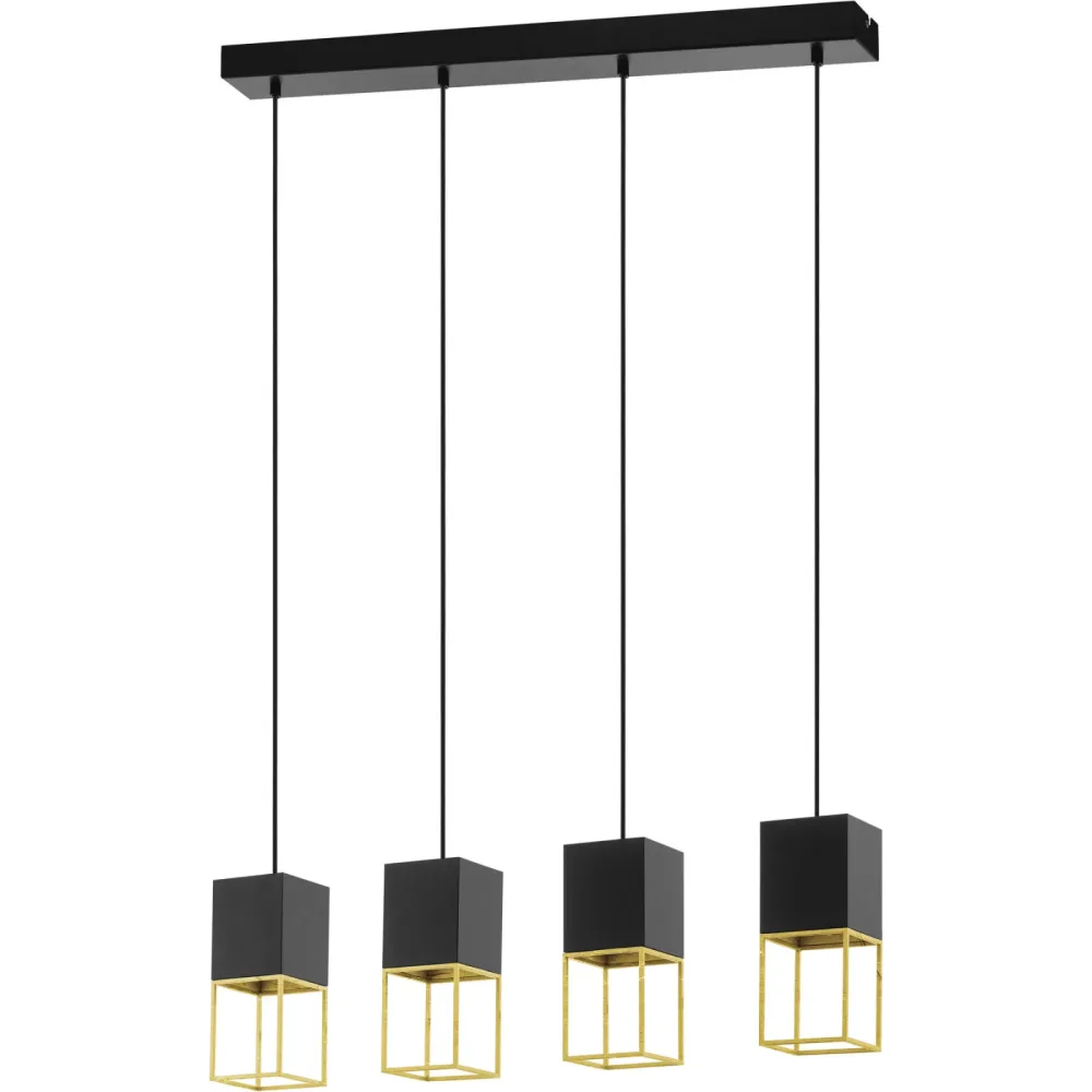 Eglo Pendellampe Montebaldo Gold/Schwarz Stahl 10 cm 110 cm - Farbe: schwarz-gold - Pendellampe
