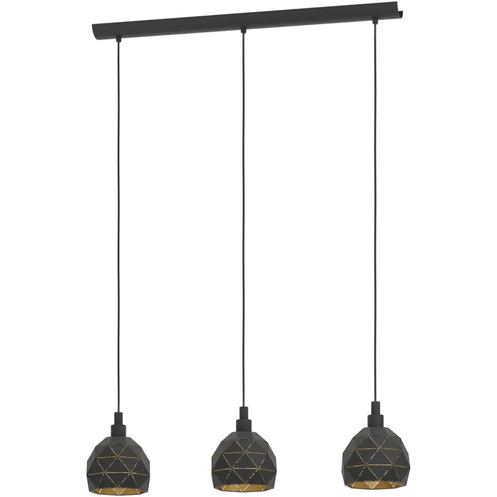 Eglo Pendellampe Roccaforte Gold/Schwarz Stahl 17 cm 110 cm - Farbe: schwarz-gold - Pendellampe