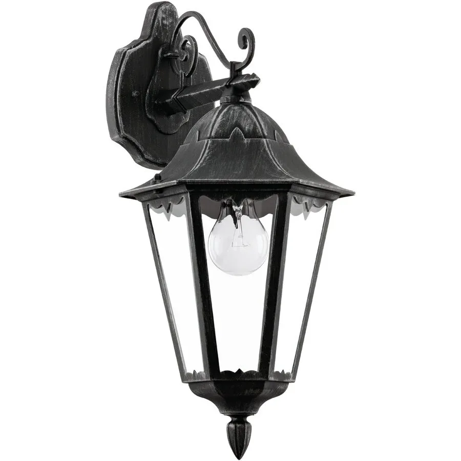 Eglo Wandlampe aussen Navedo Schwarz/Silber Aluminium 47.5 cm - Material: Aluguss - Wandlampe aussen