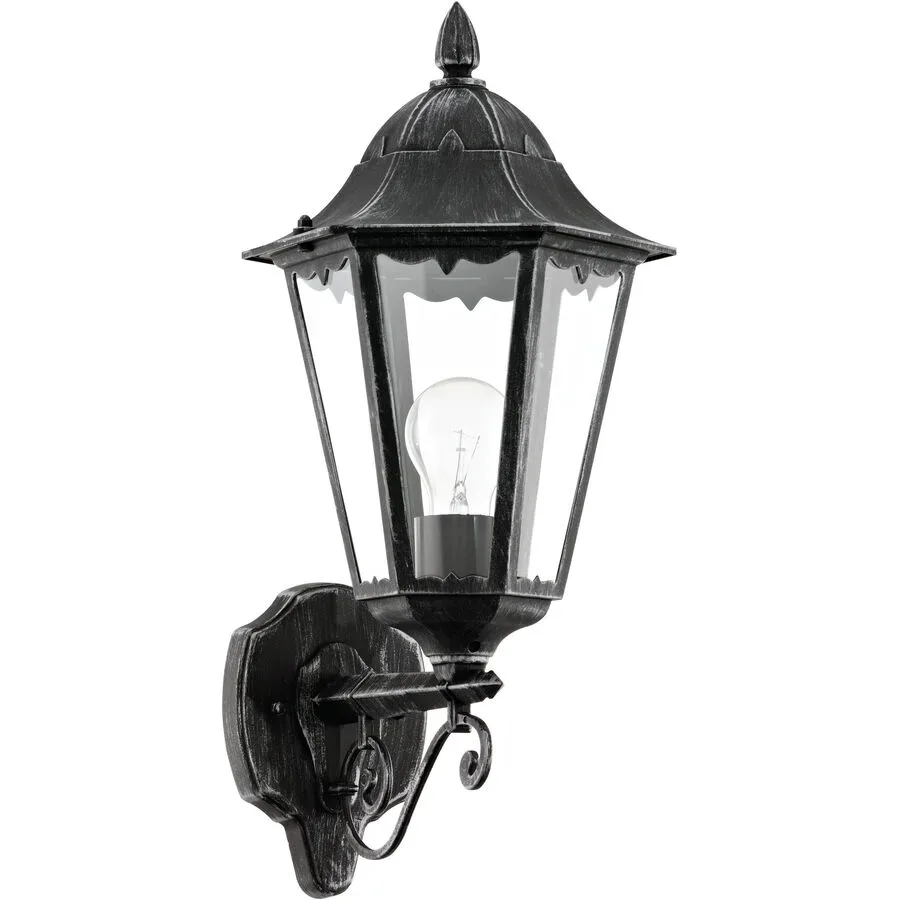Eglo Wandlampe aussen Navedo Schwarz/Silber Aluminium 47.5 cm - Material: Aluguss - Wandlampe aussen
