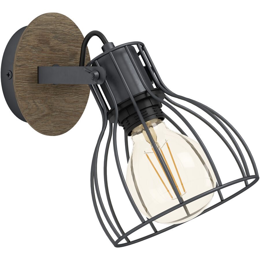 Eglo Spot Sambatello Braun/Silber Stahl/Holz 22 cm - Farbe: silber-braun - Material: Holz/Stahl - Spot