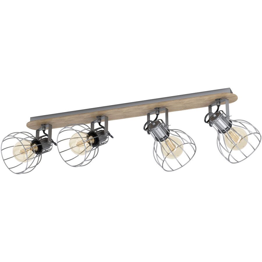 Eglo Spot Sambatello Braun/Silber Stahl/Holz 9 cm - Farbe: silber-braun - Material: Holz/Stahl - Spot