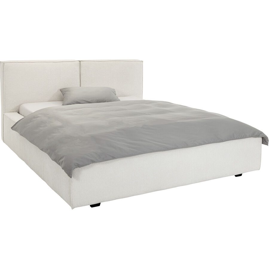 Bett Ylva Beige Stoff 160 x 200 cm - Farbe: creme - Bett
