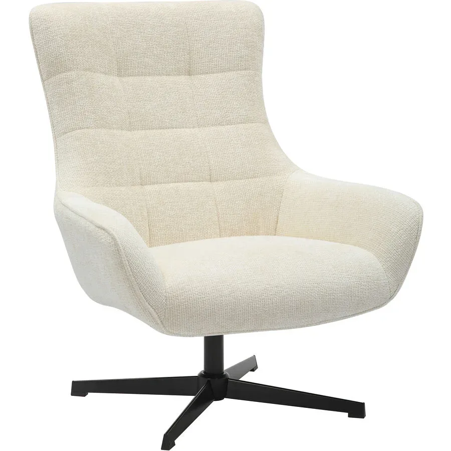 Sessel Idis Beige/Schwarz Stoff/Metall 81 cm 85 cm Drehbar - Farbe: Beige, Schwarz - Material: Polyester Chenillestoff, Metall - Sessel