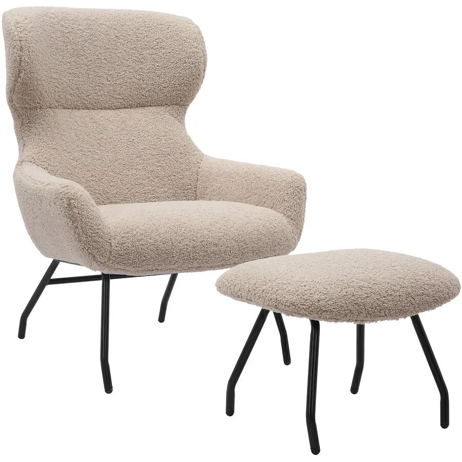Sessel Idis Braun/Grau/Schwarz Stoff/Metall 79 cm 82 cm - Farbe: Taupe, Schwarz - Material: Polyester Teddyfell, Metall - Sessel