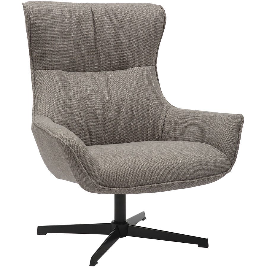 Sessel Idis Braun/Grau/Schwarz Stoff/Metall 85 cm 83 cm Drehbar - Farbe: Taupe, Schwarz - Material: Strukturstoff, Metall - Sessel