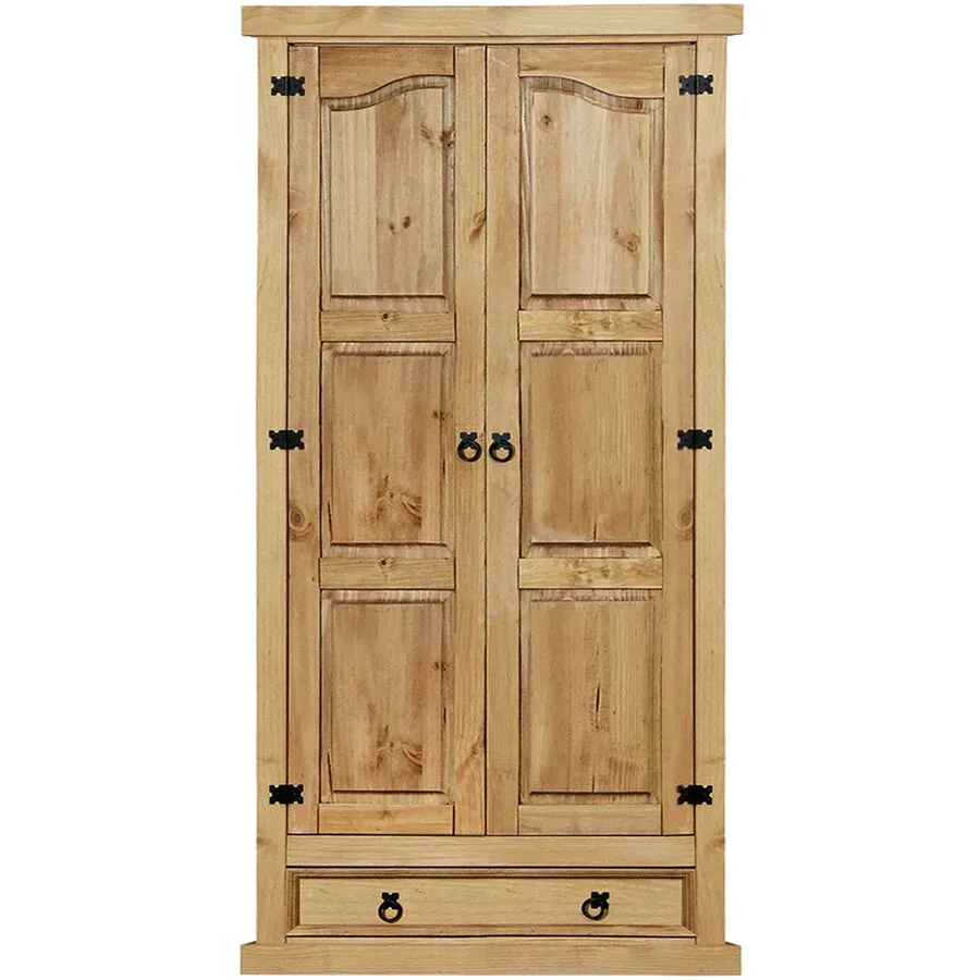 Kleiderschrank Yani Braun Holz 102 cm 56 cm 205 cm - Farbe: natur - Material: Kiefer - Kleiderschrank