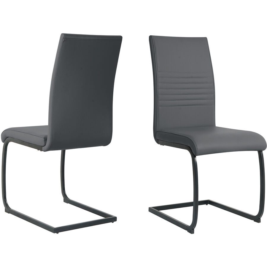 Stuhl 2er-Set Nira Grau Kunstleder 42 cm 97 cm - Stuhl 2er-Set