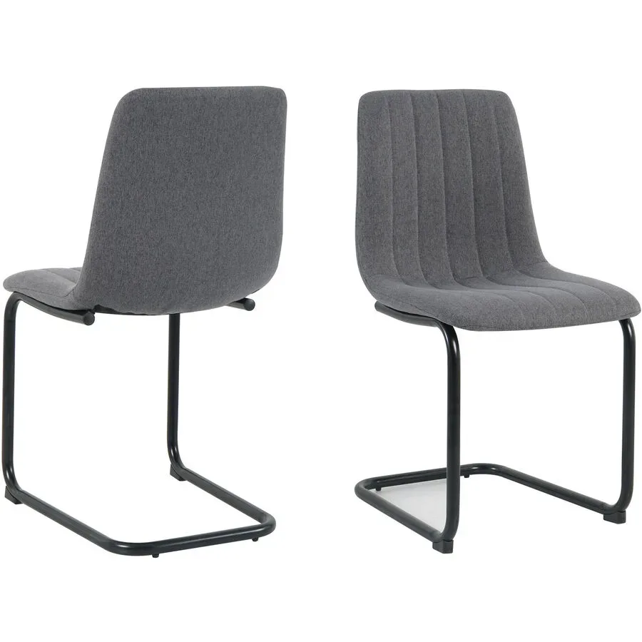 Stuhl 2er-Set Nira Grau Stoff 43 cm 87 cm - Farbe: anthrazit - Material: Strukturstoff - Stuhl 2er-Set