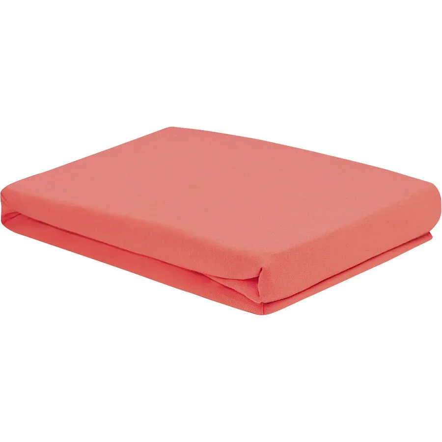Fixleintuch Esprit Uni Rot Baumwolle 180 cm - Farbe: Korallenrot - Material: 97% Baumwoll-Jersey, 3% Elasthan - Fixleintuch